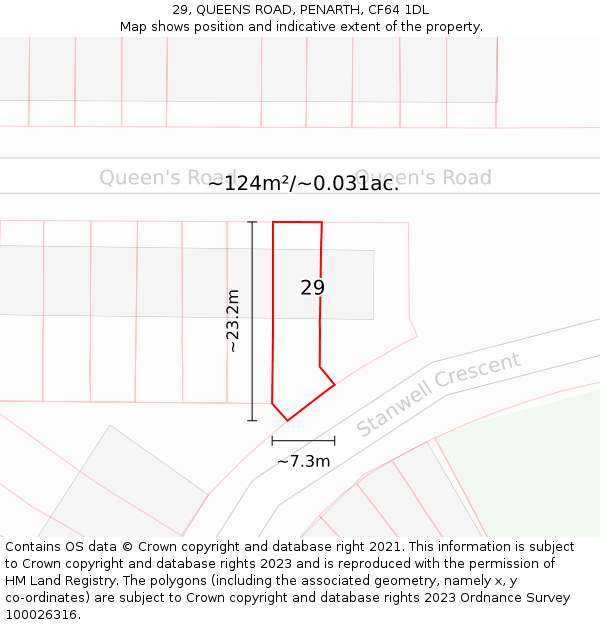 29, QUEENS ROAD, PENARTH, CF64 1DL: Plot and title map
