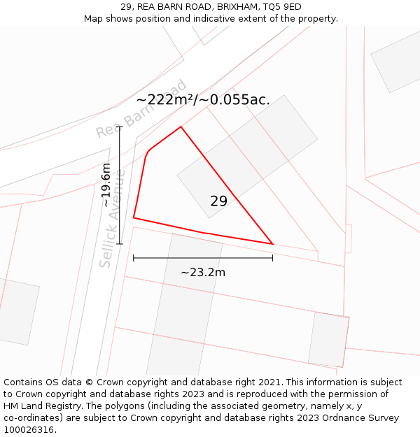 29, REA BARN ROAD, BRIXHAM, TQ5 9ED: Plot and title map