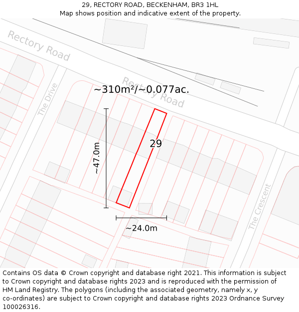 29, RECTORY ROAD, BECKENHAM, BR3 1HL: Plot and title map