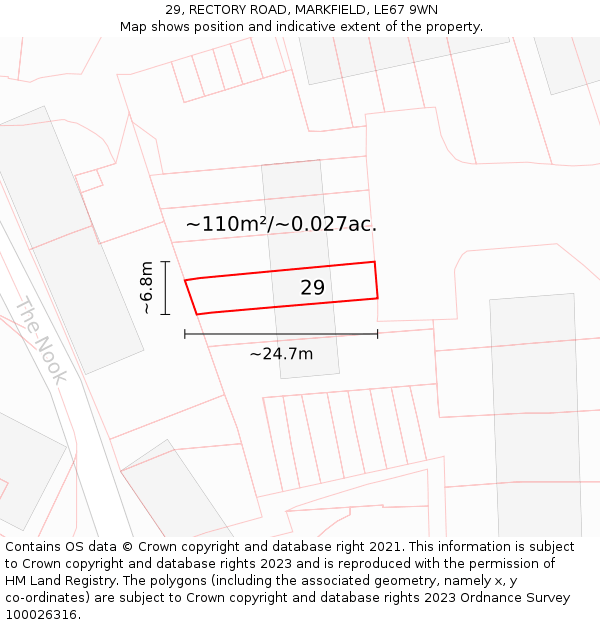 29, RECTORY ROAD, MARKFIELD, LE67 9WN: Plot and title map