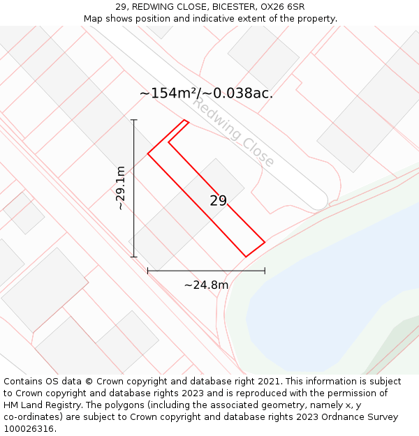 29, REDWING CLOSE, BICESTER, OX26 6SR: Plot and title map