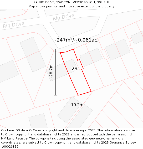 29, RIG DRIVE, SWINTON, MEXBOROUGH, S64 8UL: Plot and title map