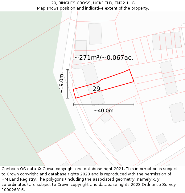 29, RINGLES CROSS, UCKFIELD, TN22 1HG: Plot and title map