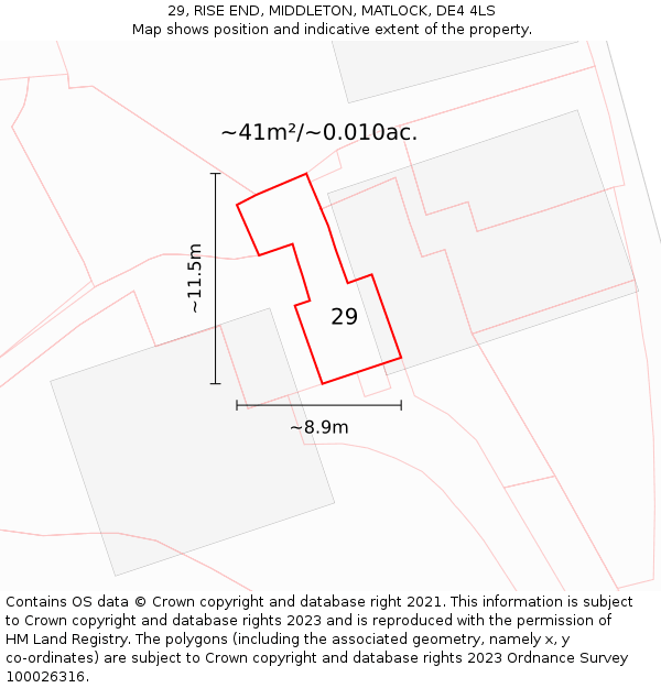 29, RISE END, MIDDLETON, MATLOCK, DE4 4LS: Plot and title map