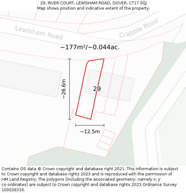 29, RIVER COURT, LEWISHAM ROAD, DOVER, CT17 0QJ: Plot and title map