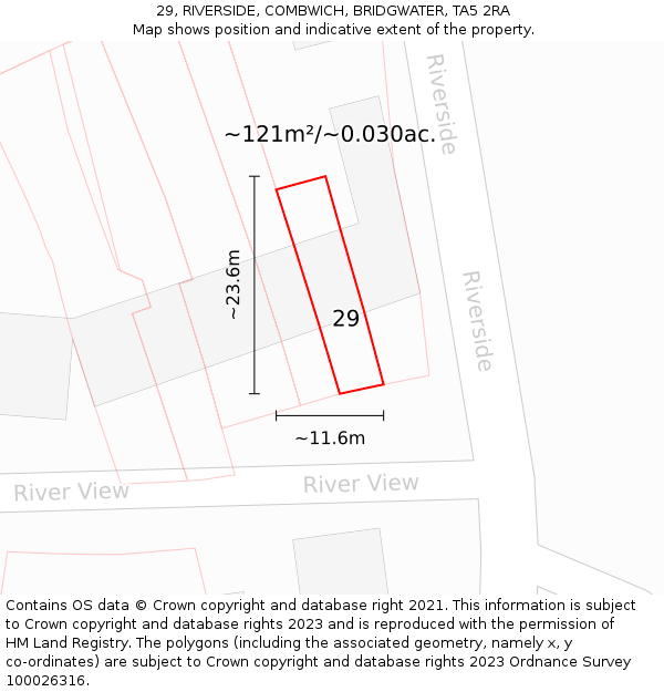 29, RIVERSIDE, COMBWICH, BRIDGWATER, TA5 2RA: Plot and title map
