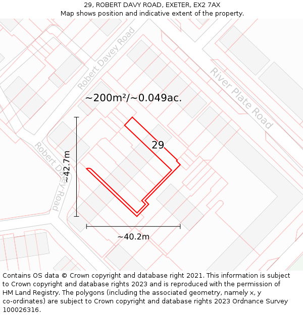 29, ROBERT DAVY ROAD, EXETER, EX2 7AX: Plot and title map