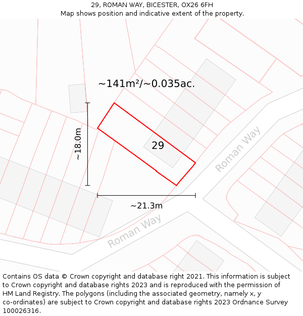 29, ROMAN WAY, BICESTER, OX26 6FH: Plot and title map