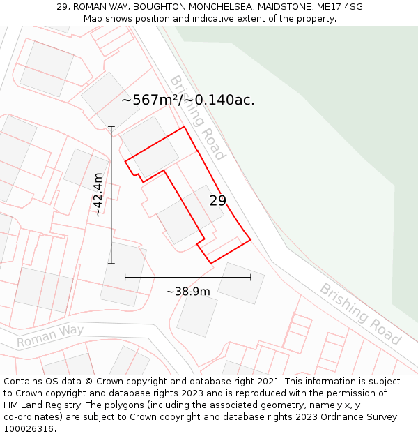 29, ROMAN WAY, BOUGHTON MONCHELSEA, MAIDSTONE, ME17 4SG: Plot and title map
