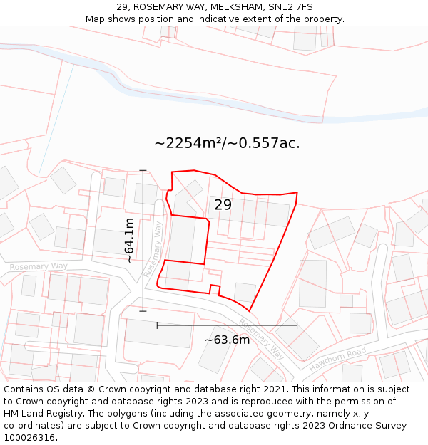 29, ROSEMARY WAY, MELKSHAM, SN12 7FS: Plot and title map