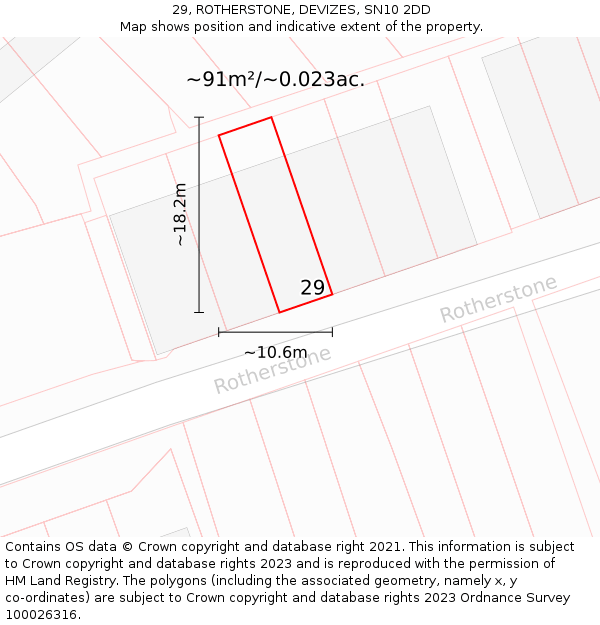 29, ROTHERSTONE, DEVIZES, SN10 2DD: Plot and title map