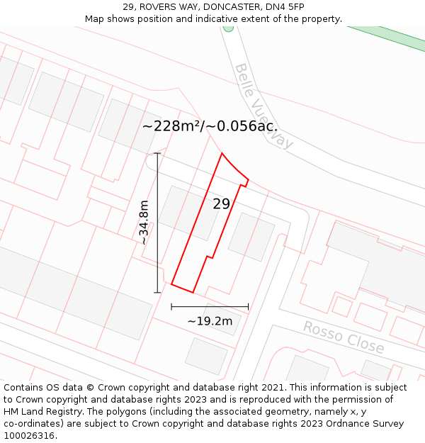 29, ROVERS WAY, DONCASTER, DN4 5FP: Plot and title map