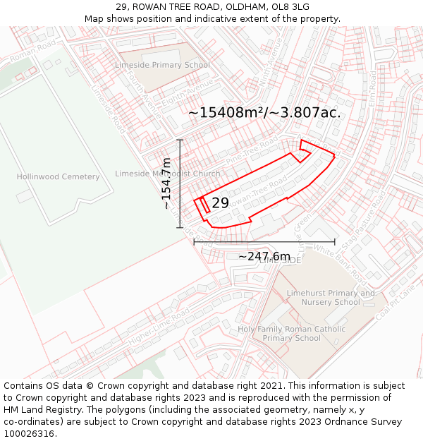 29, ROWAN TREE ROAD, OLDHAM, OL8 3LG: Plot and title map