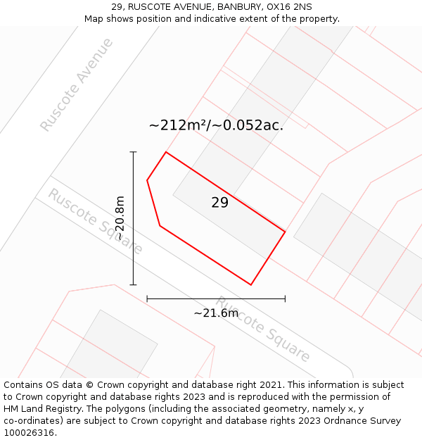 29, RUSCOTE AVENUE, BANBURY, OX16 2NS: Plot and title map