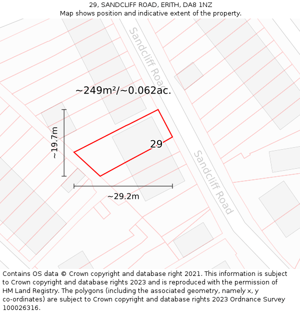 29, SANDCLIFF ROAD, ERITH, DA8 1NZ: Plot and title map