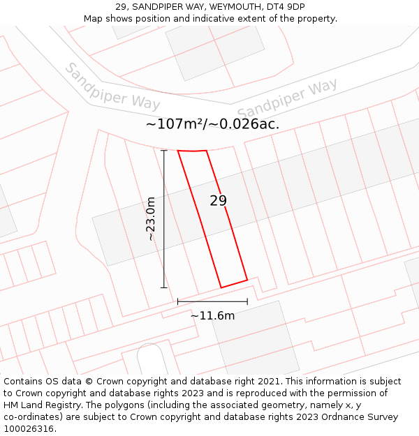 29, SANDPIPER WAY, WEYMOUTH, DT4 9DP: Plot and title map