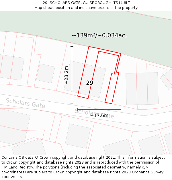 29, SCHOLARS GATE, GUISBOROUGH, TS14 8LT: Plot and title map