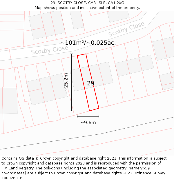 29, SCOTBY CLOSE, CARLISLE, CA1 2XG: Plot and title map