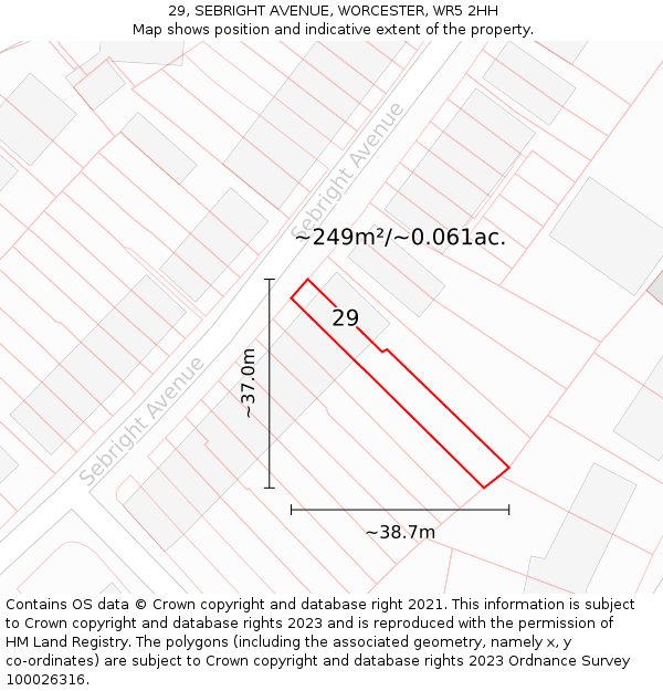 29, SEBRIGHT AVENUE, WORCESTER, WR5 2HH: Plot and title map