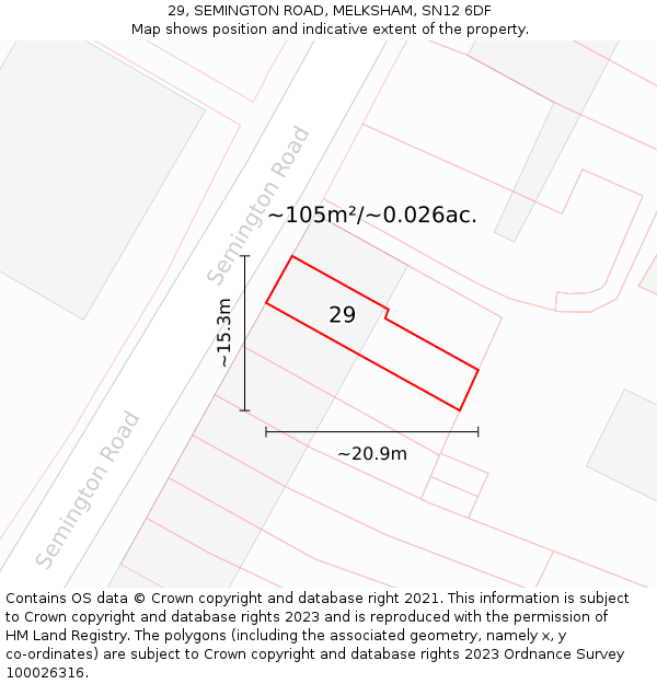 29, SEMINGTON ROAD, MELKSHAM, SN12 6DF: Plot and title map