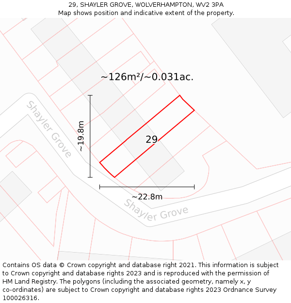 29, SHAYLER GROVE, WOLVERHAMPTON, WV2 3PA: Plot and title map