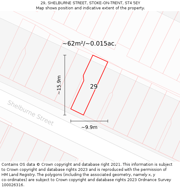 29, SHELBURNE STREET, STOKE-ON-TRENT, ST4 5EY: Plot and title map