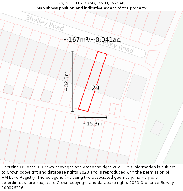 29, SHELLEY ROAD, BATH, BA2 4RJ: Plot and title map
