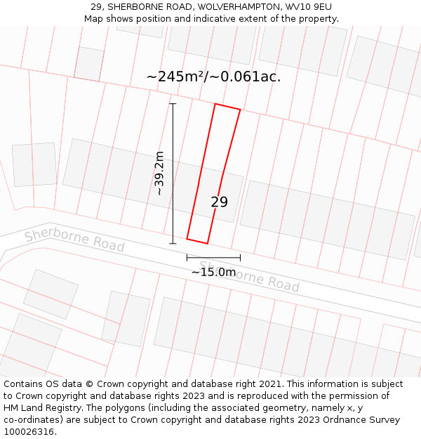 29, SHERBORNE ROAD, WOLVERHAMPTON, WV10 9EU: Plot and title map