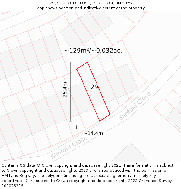 29, SLINFOLD CLOSE, BRIGHTON, BN2 0YS: Plot and title map