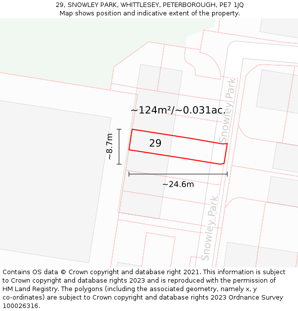 29, SNOWLEY PARK, WHITTLESEY, PETERBOROUGH, PE7 1JQ: Plot and title map