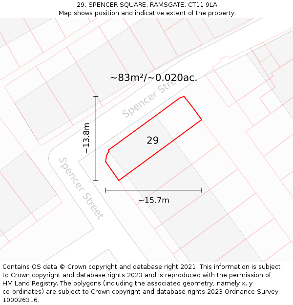 29, SPENCER SQUARE, RAMSGATE, CT11 9LA: Plot and title map