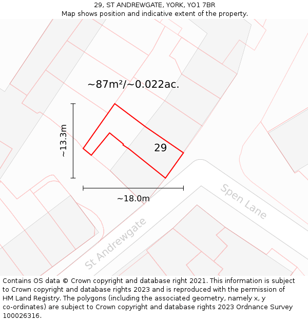 29, ST ANDREWGATE, YORK, YO1 7BR: Plot and title map