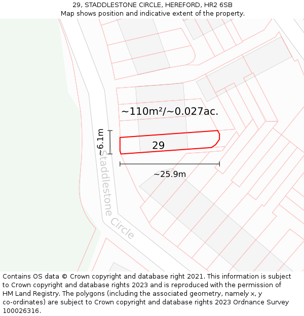 29, STADDLESTONE CIRCLE, HEREFORD, HR2 6SB: Plot and title map