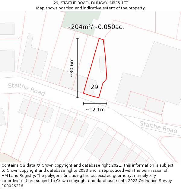 29, STAITHE ROAD, BUNGAY, NR35 1ET: Plot and title map