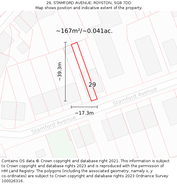 29, STAMFORD AVENUE, ROYSTON, SG8 7DD: Plot and title map
