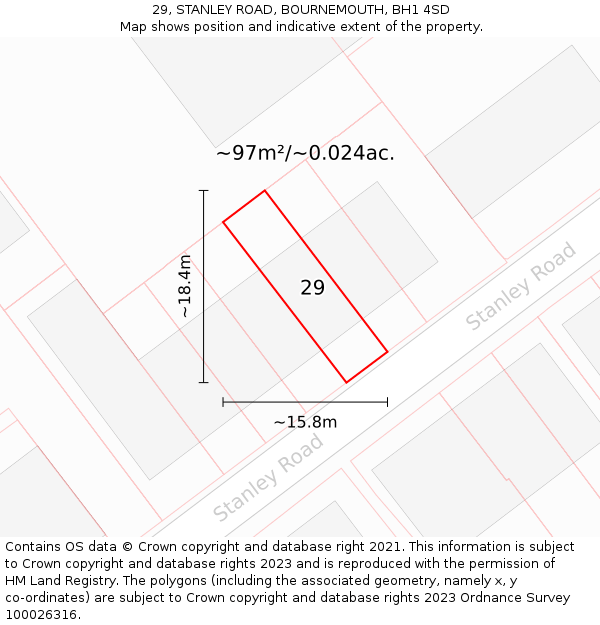 29, STANLEY ROAD, BOURNEMOUTH, BH1 4SD: Plot and title map