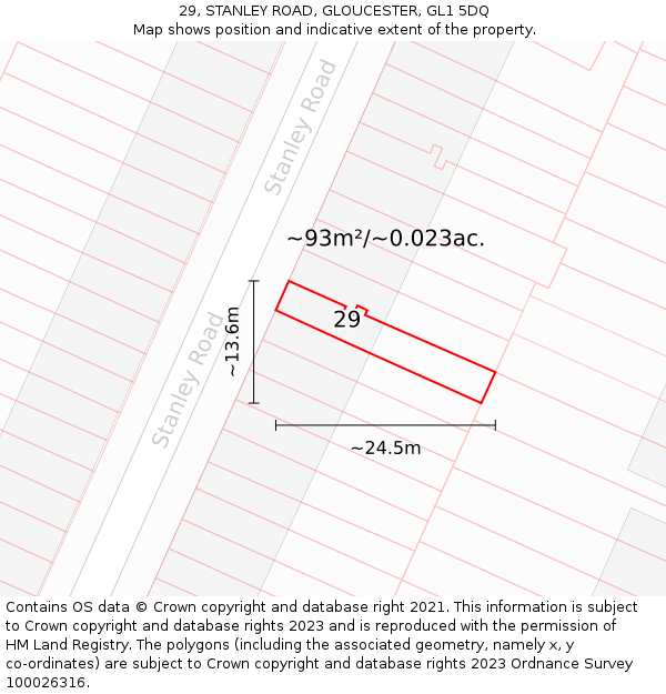 29, STANLEY ROAD, GLOUCESTER, GL1 5DQ: Plot and title map