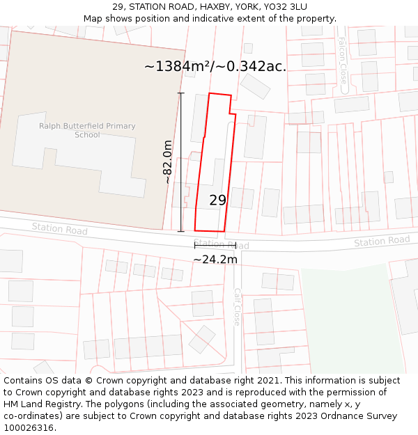 29, STATION ROAD, HAXBY, YORK, YO32 3LU: Plot and title map