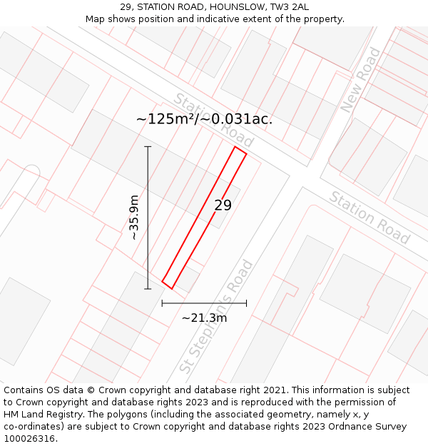 29, STATION ROAD, HOUNSLOW, TW3 2AL: Plot and title map
