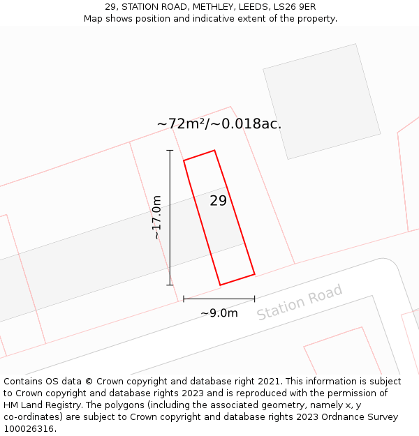 29, STATION ROAD, METHLEY, LEEDS, LS26 9ER: Plot and title map
