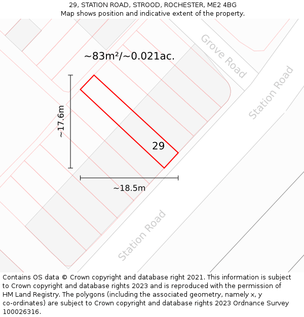 29, STATION ROAD, STROOD, ROCHESTER, ME2 4BG: Plot and title map