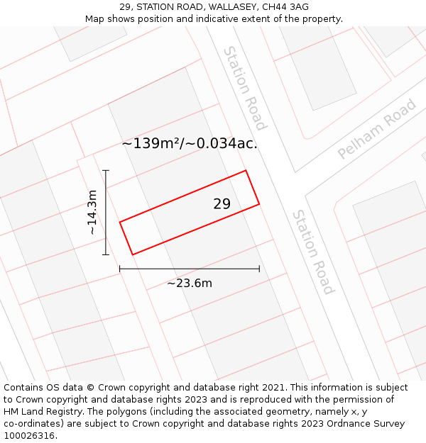 29, STATION ROAD, WALLASEY, CH44 3AG: Plot and title map