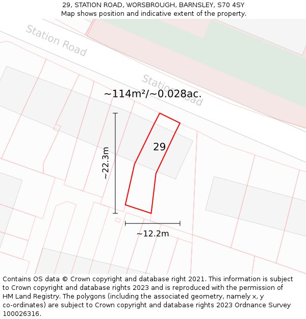 29, STATION ROAD, WORSBROUGH, BARNSLEY, S70 4SY: Plot and title map