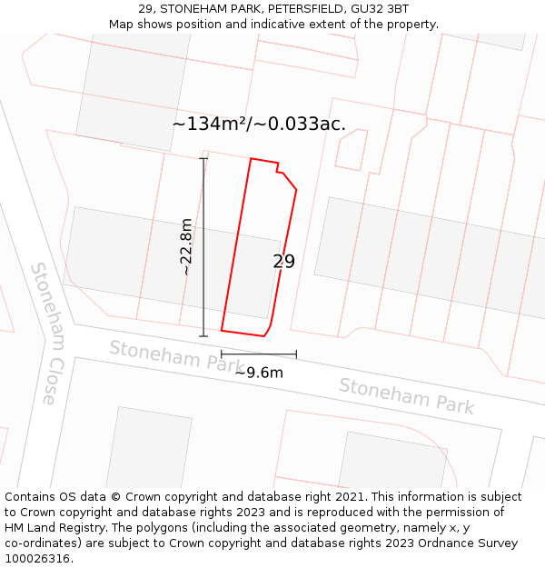 29, STONEHAM PARK, PETERSFIELD, GU32 3BT: Plot and title map