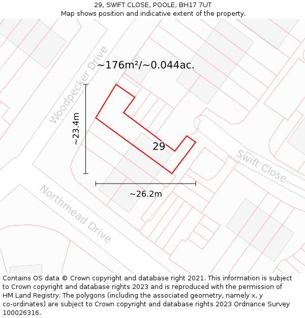 29, SWIFT CLOSE, POOLE, BH17 7UT: Plot and title map