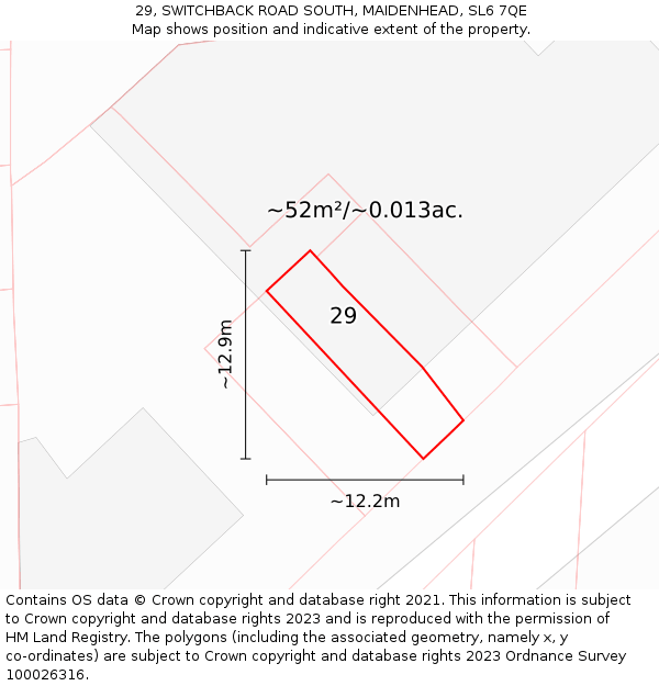 29, SWITCHBACK ROAD SOUTH, MAIDENHEAD, SL6 7QE: Plot and title map