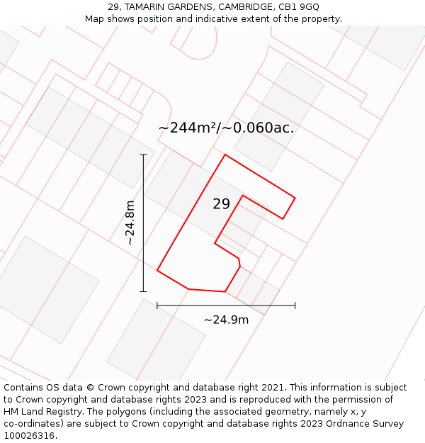 29, TAMARIN GARDENS, CAMBRIDGE, CB1 9GQ: Plot and title map