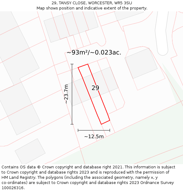 29, TANSY CLOSE, WORCESTER, WR5 3SU: Plot and title map