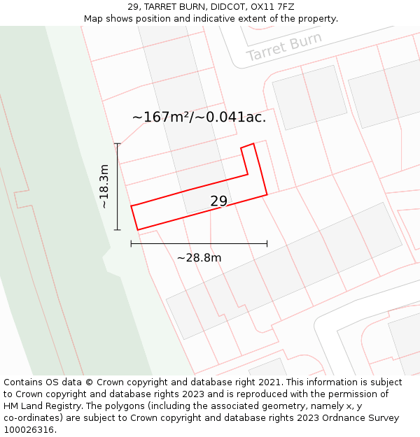 29, TARRET BURN, DIDCOT, OX11 7FZ: Plot and title map