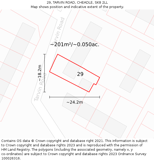 29, TARVIN ROAD, CHEADLE, SK8 2LL: Plot and title map